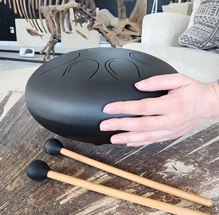12" Matte Black Flower of Life Tongue Drum