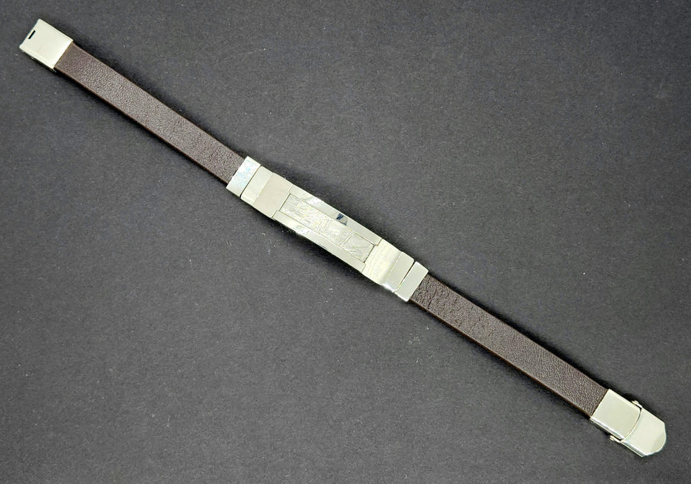 Muonionalusta Meteorite Bracelet with Leather Band