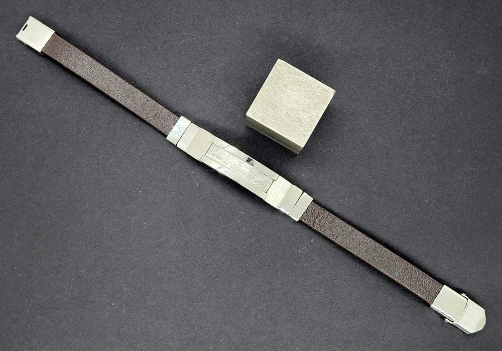 Muonionalusta Meteorite Bracelet with Leather Band