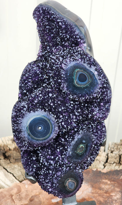 11" Amethyst With Stalactite Eyes On Stand | Uruguay