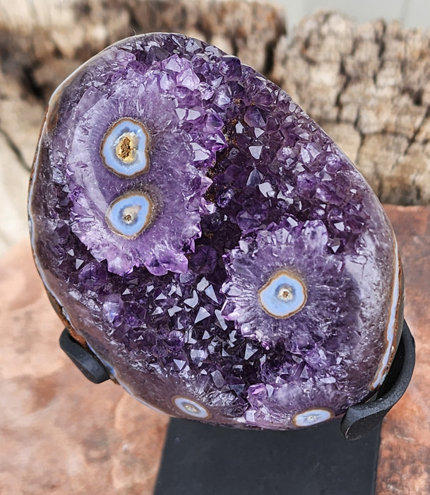 3.5" Amethyst With Stalactite Eyes On Stand | Uruguay