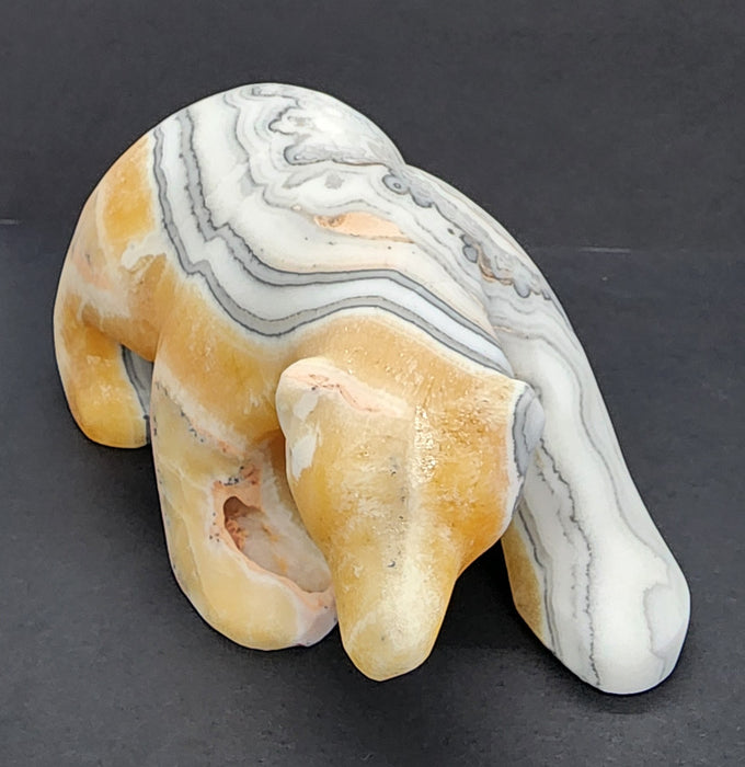 Banded Zebra Calcite Polar Bear Carving | Mexico