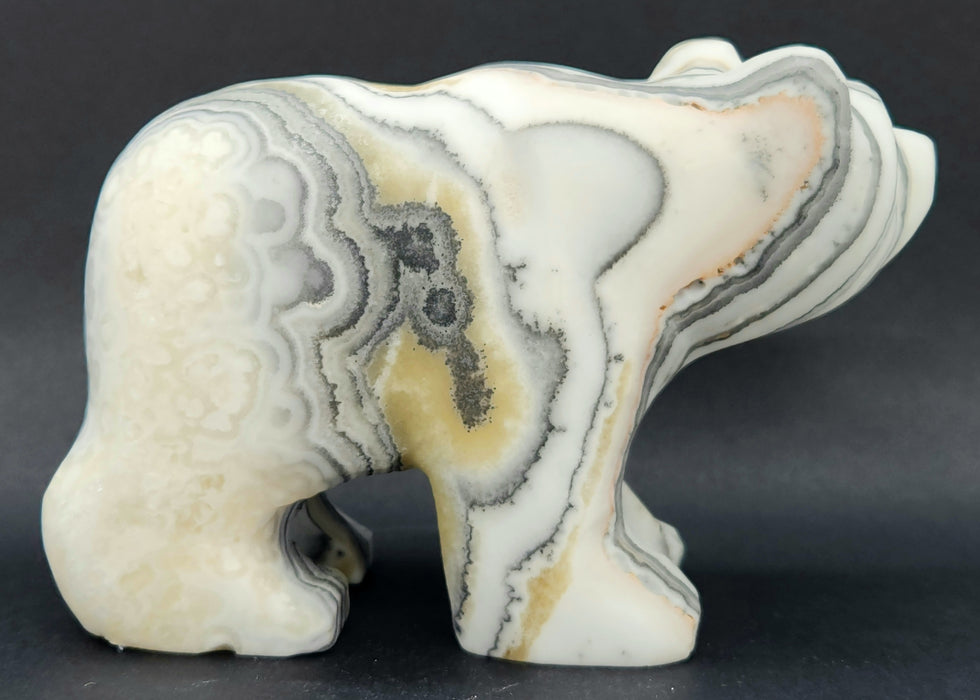 Banded Zebra Calcite Grizzly Bear Carving | Mexico