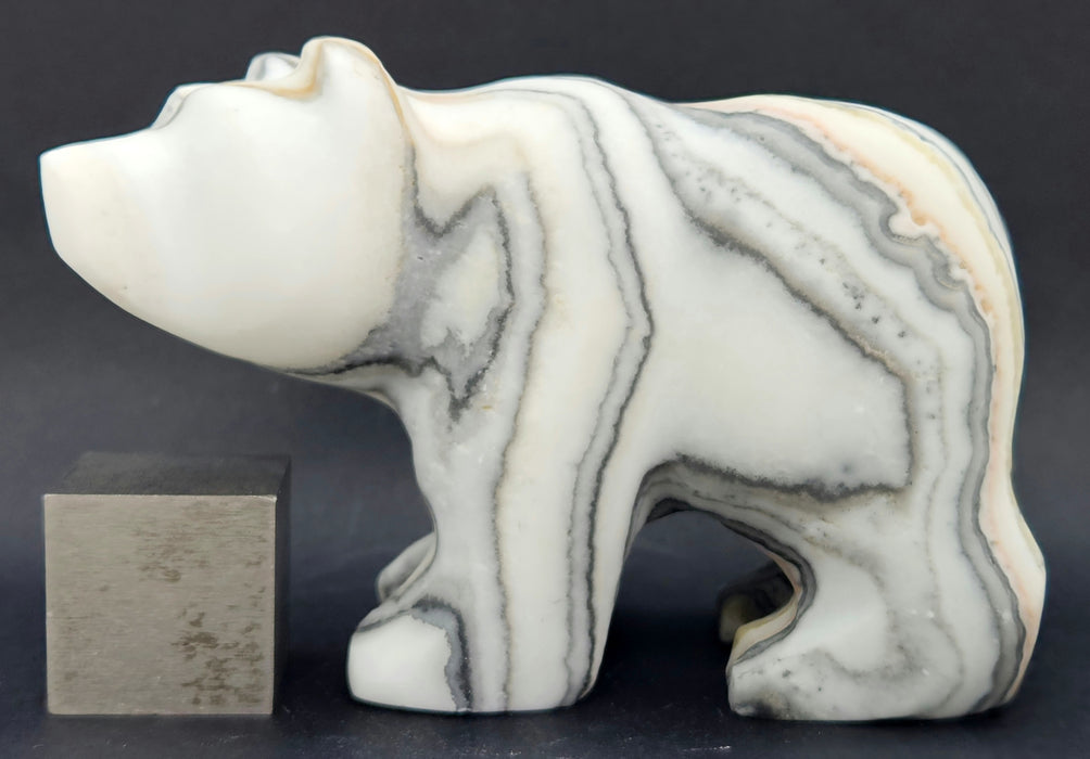 Banded Zebra Calcite Grizzly Bear Carving | Mexico