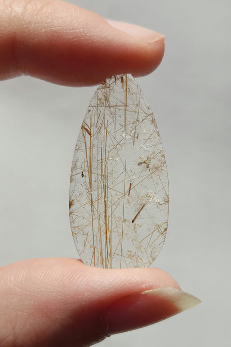 Rutilated Quartz Teardrop Cabochon