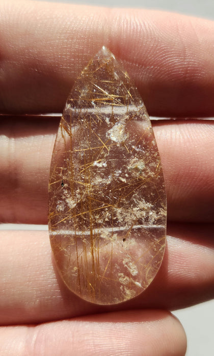 Rutilated Quartz Teardrop Cabochon