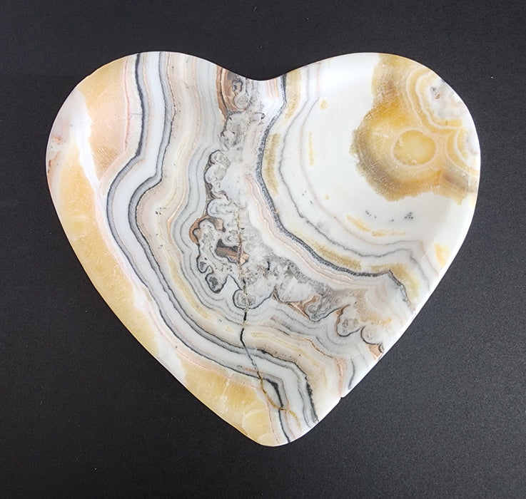 Zebra Calcite Heart Bowl | Mexico