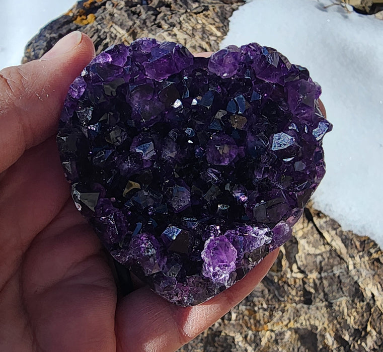 2.75" Amethyst Heart With Druzy Inclusions | Uruguay