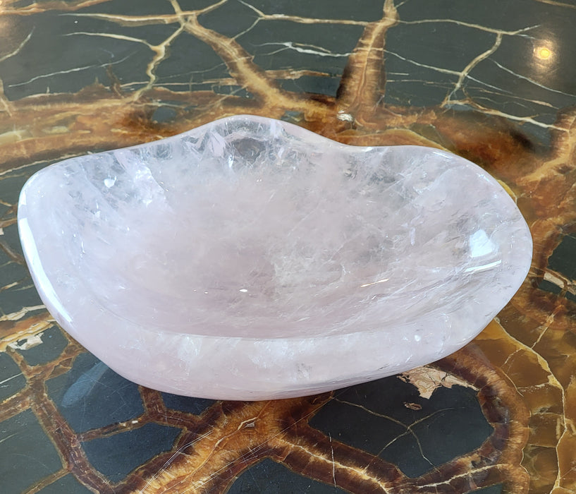 A++ Quality Extra Large Hand-Carved Rose Quartz Bowl | Madagascar