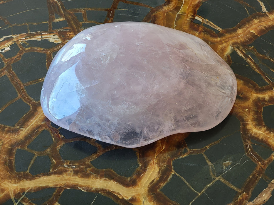 A++ Quality Extra Large Hand-Carved Rose Quartz Bowl | Madagascar