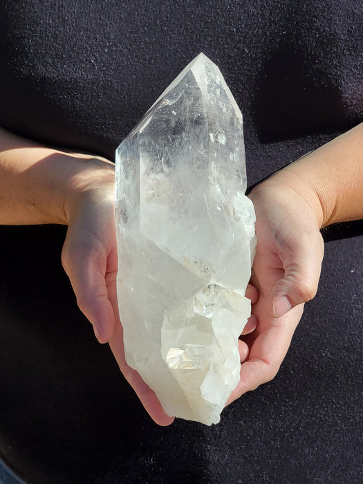 Large Clear Quartz Point w/Custom Stand (two quartz crystals growth)